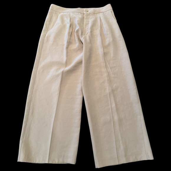 Primark Pants - The Primark‎ Edit Beige Lyocell Blend Wide Leg Pleated Pants 12 Lightweight